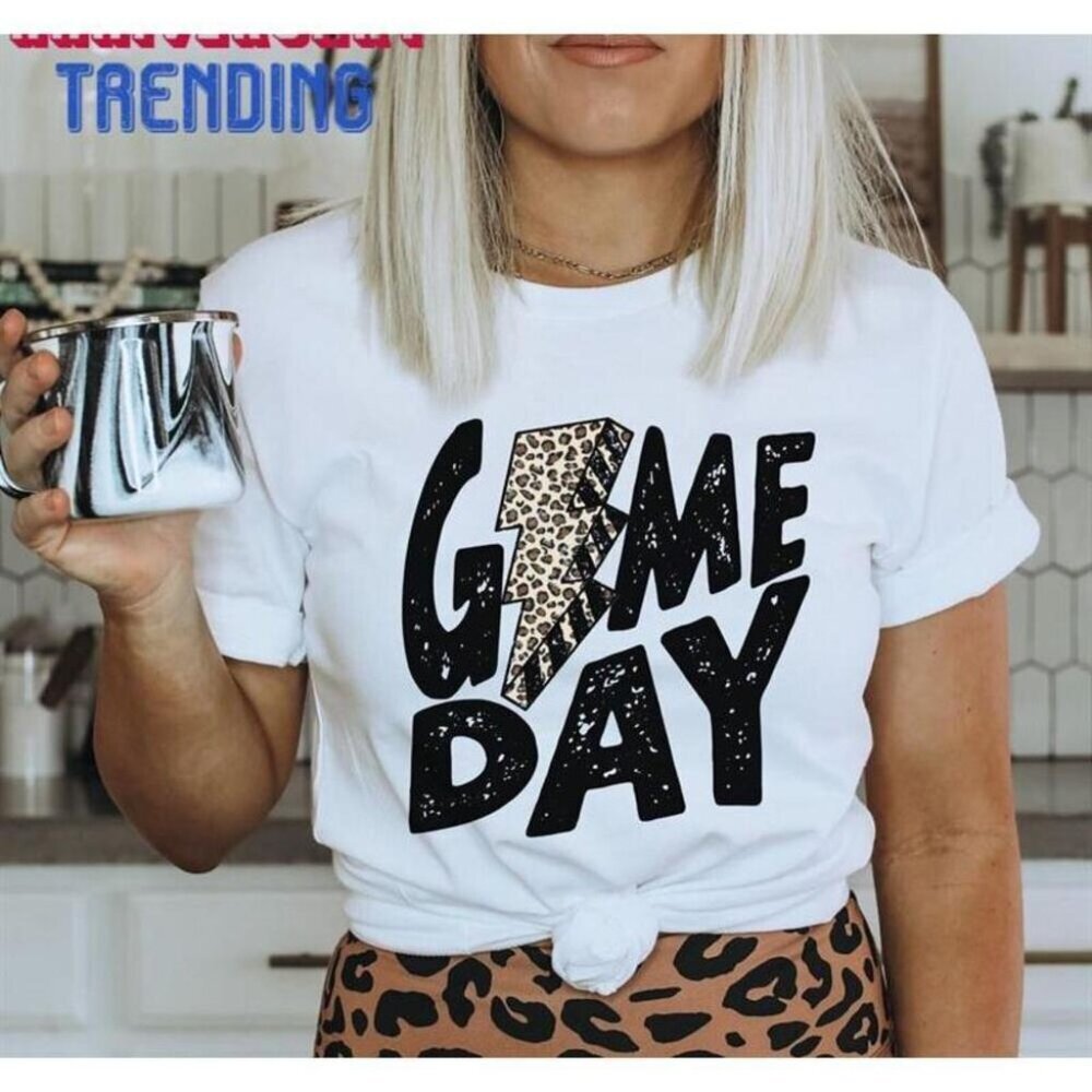 Game Day Leopard Lightning Bolt Womens Gameday Graphic Unisex T-Shirt